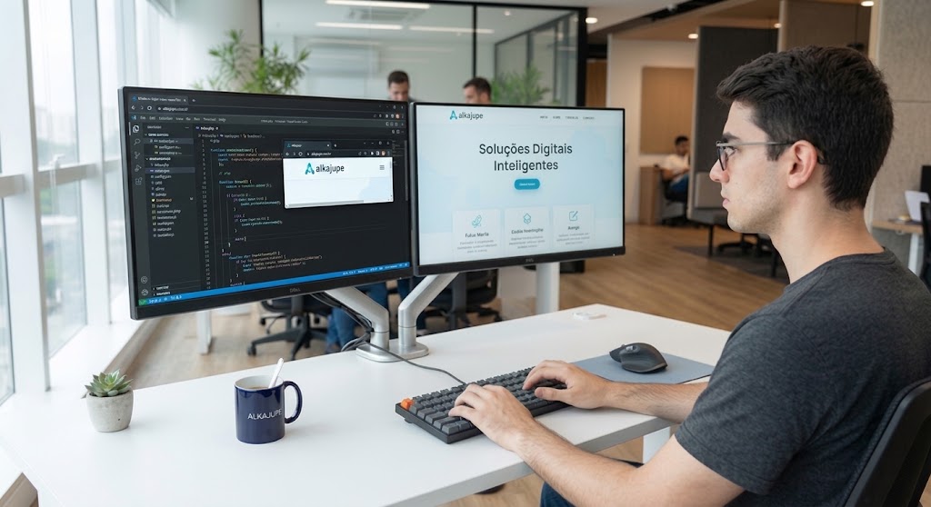 Estação de trabalho com setup de desenvolvimento